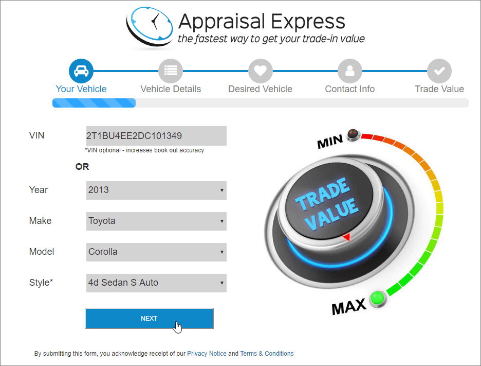 Trade appraisal tool